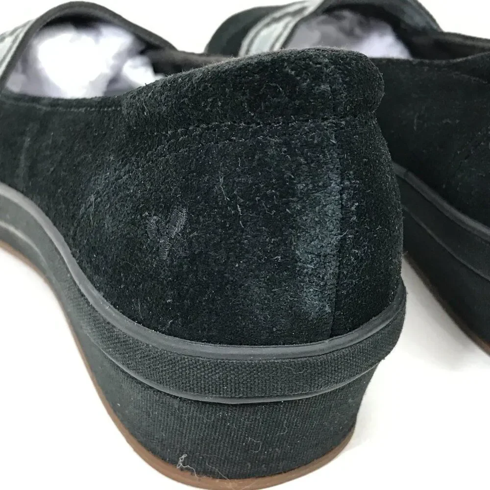 Grasshoppers Suede Ortholite Wedge Loafer Women's Size 8M Black Aztec Casual